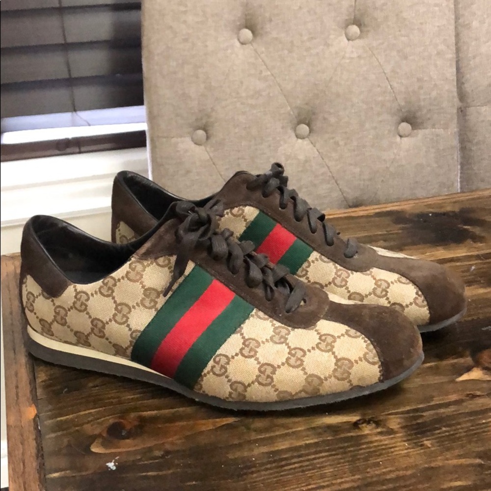 SOLD Gucci men monogram web shoes.